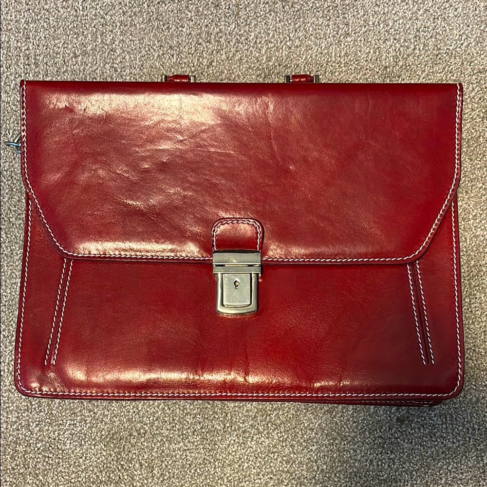 Italian Leather Red Briefcase